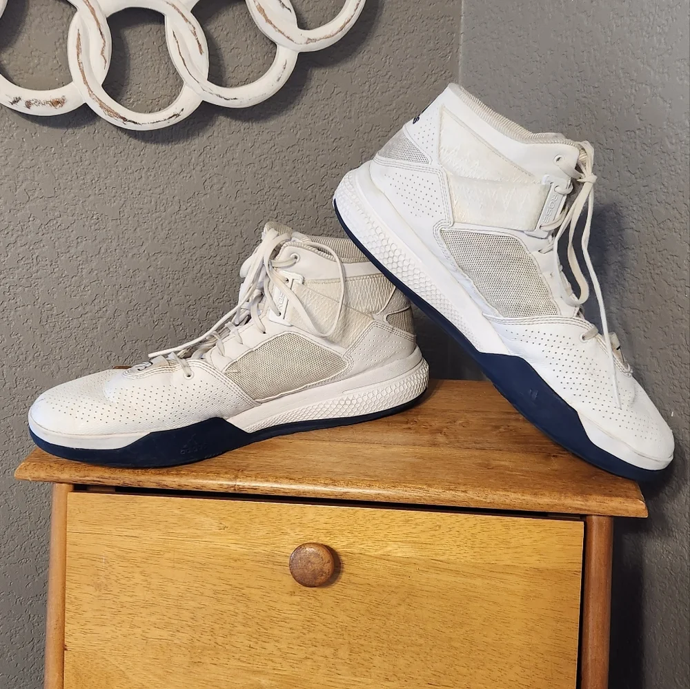 Adidas D-Rose 773 lV White/Black Bounce Basketball Shoes, Size‎ 14